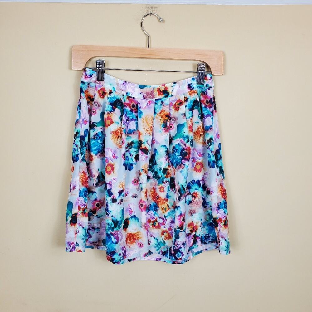 Hinge Floral Pleated Mini Skirt Size 0